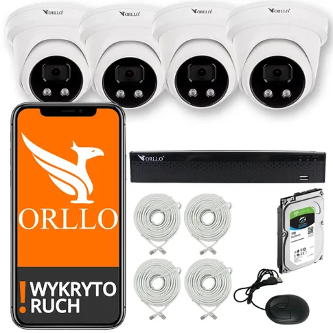 Kamery kopułkowe Orllo 4 sztuki Zestaw Monitoringu 4 Kamery POE ORLLO ECO DOME orllo.pl