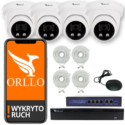 Kamery kopułkowe Orllo 4 sztuki Zestaw Monitoringu 4 Kamery POE ORLLO ECO DOME orllo.pl