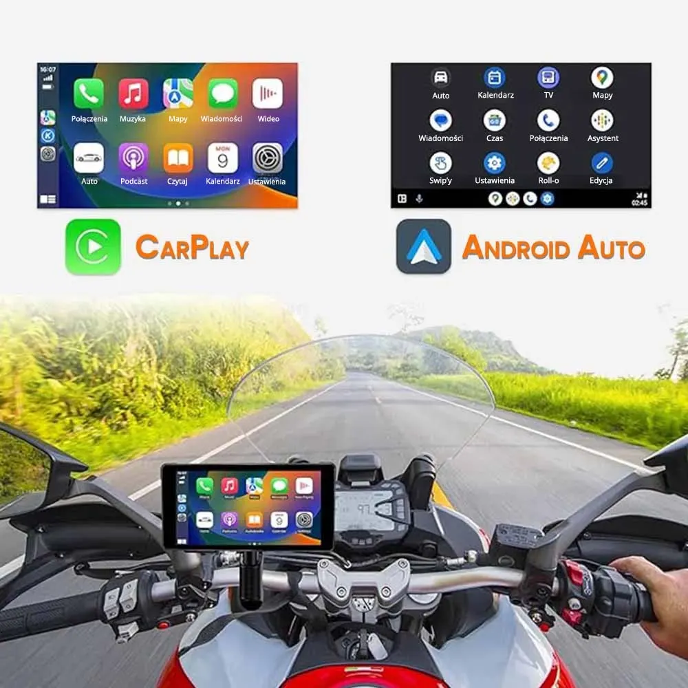 Kamera Motocyklowa Przód Tył Radio CarPlay Android Auto ORLLO MX-2