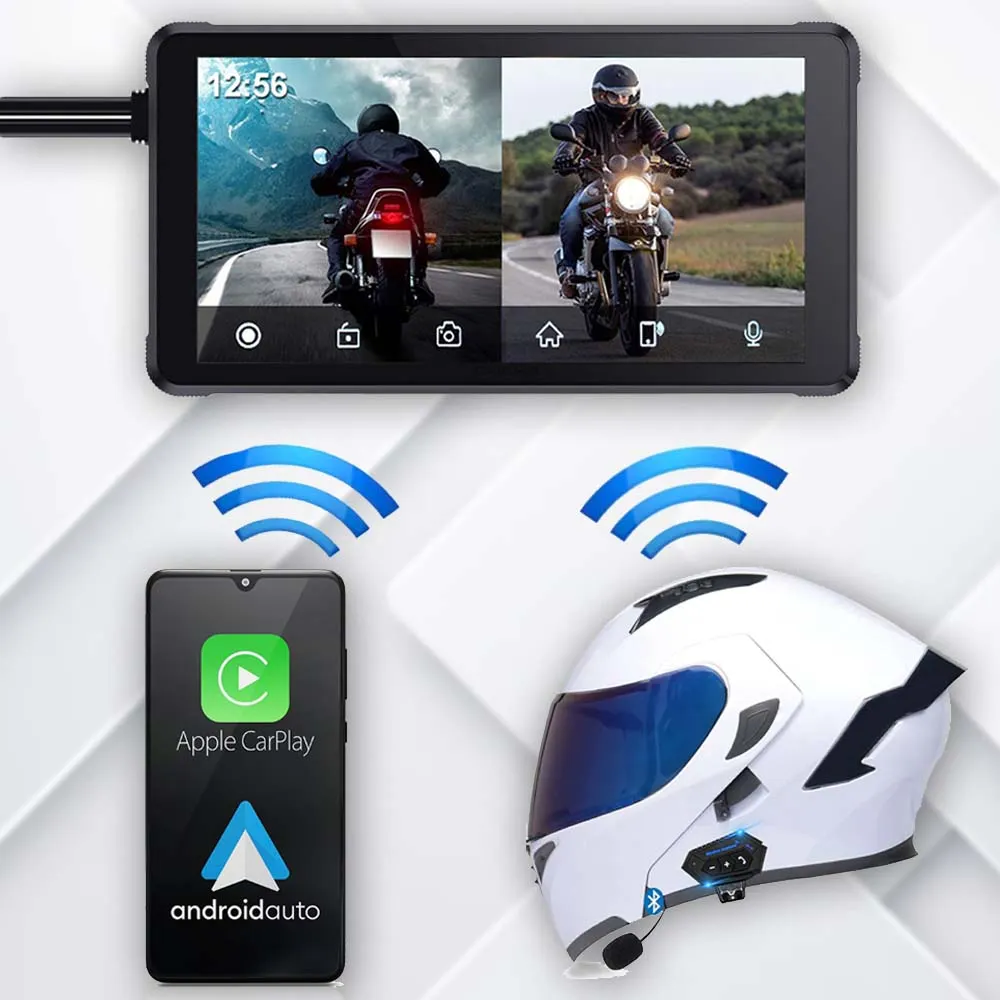 Kamera Motocyklowa Przód Tył Radio CarPlay Android Auto ORLLO MX-2