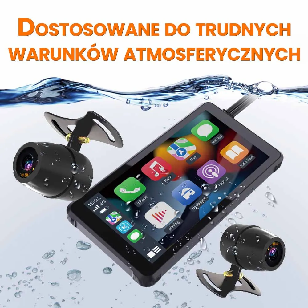 Kamera Motocyklowa Przód Tył Radio CarPlay Android Auto ORLLO MX-2 OUTLET IDEALNY
