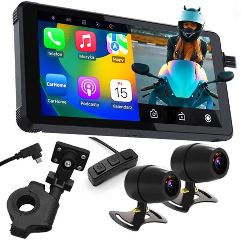 Kamera Motocyklowa Przód Tył Radio CarPlay Android Auto Dual Bluetooth GPS do Motocykla orllo.pl