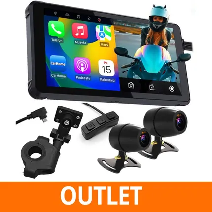 Kamera Motocyklowa Przód Tył Radio CarPlay Android Auto ORLLO MX-2 OUTLET IDEALNY