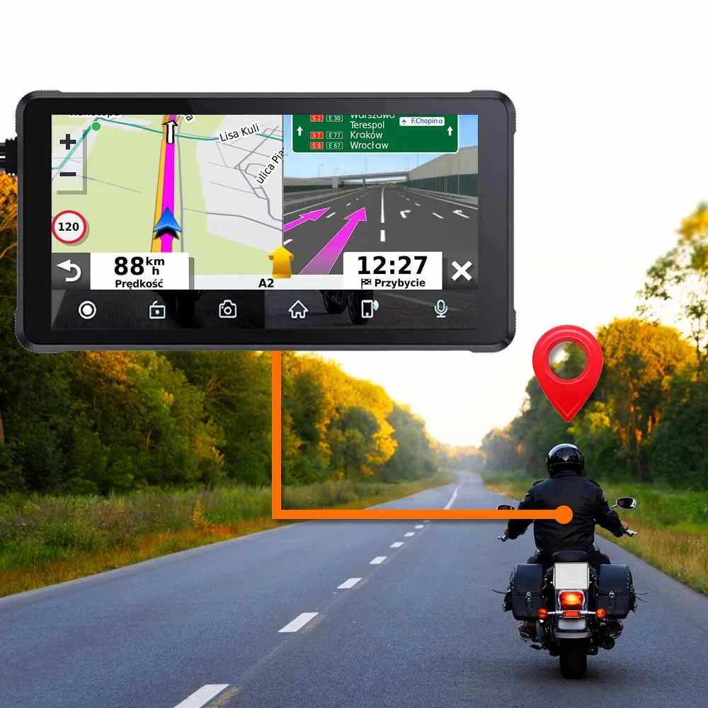 Kamera Motocyklowa Przód Tył Radio CarPlay Android Auto ORLLO F83
