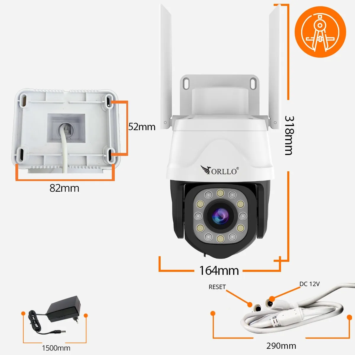 Kamera na Kartę SIM AI Zewnętrzna Obrotowa ORLLO Z17 PRO z Panelem Fotowoltaicznym SM6030 PRO IDEALNY