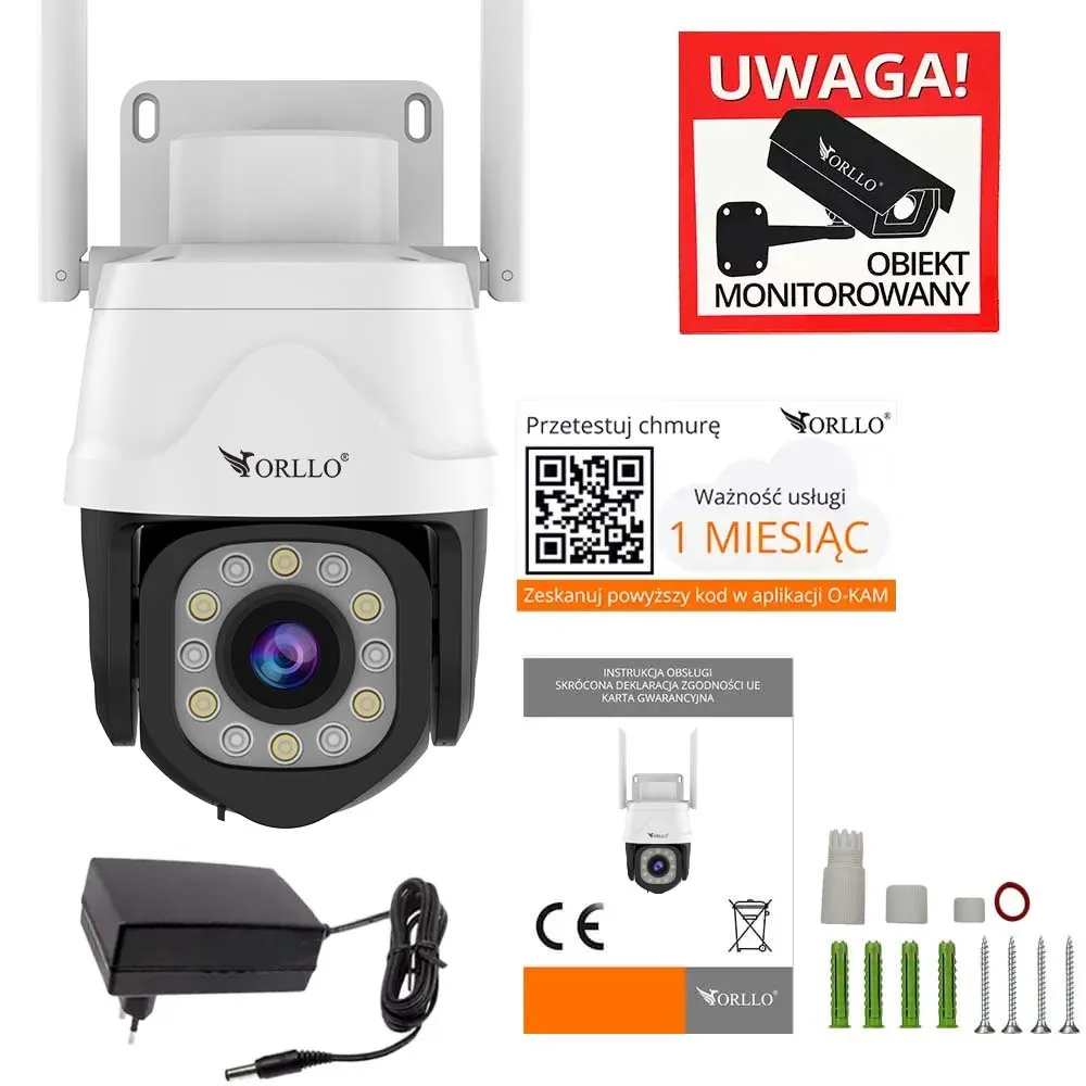 Kamera na Kartę SIM AI Zewnętrzna Obrotowa ORLLO Z17 PRO z Panelem Fotowoltaicznym SM6030 PRO IDEALNY