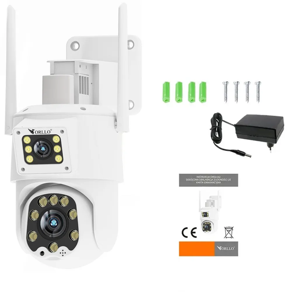 Kamera WiFi IP na Kartę SIM 4G Zewnętrzna Obrotowa 2 Obiektywy ORLLO TZ8 4K DUAL