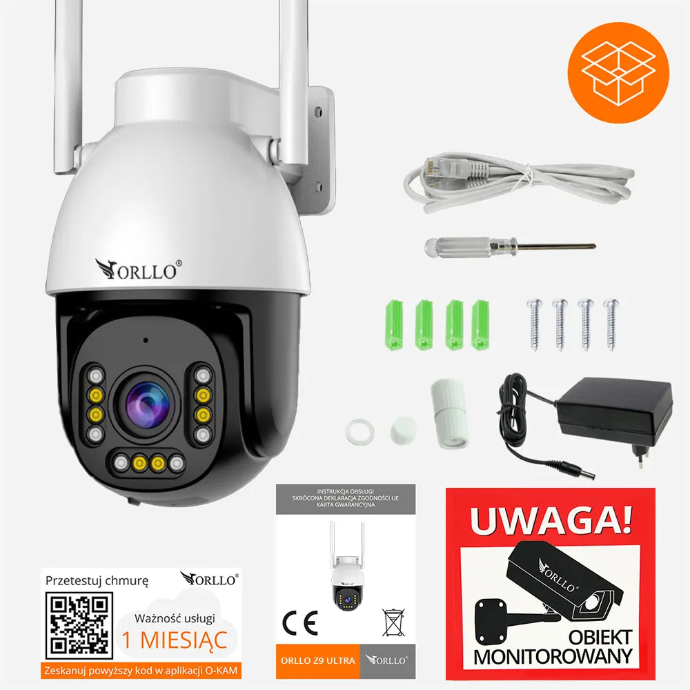 Kamera WiFi IP Zewnętrzna Obrotowa ORLLO Z9 ULTRA z Panelem Fotowoltaicznym SM6030 PRO
