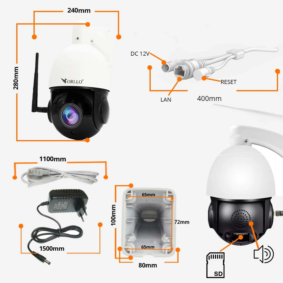 Kamera Bezprzewodowa WiFi IP PoE Obrotowa ORLLO Z10 z Panelem Fotowoltaicznym SM6030 PRO