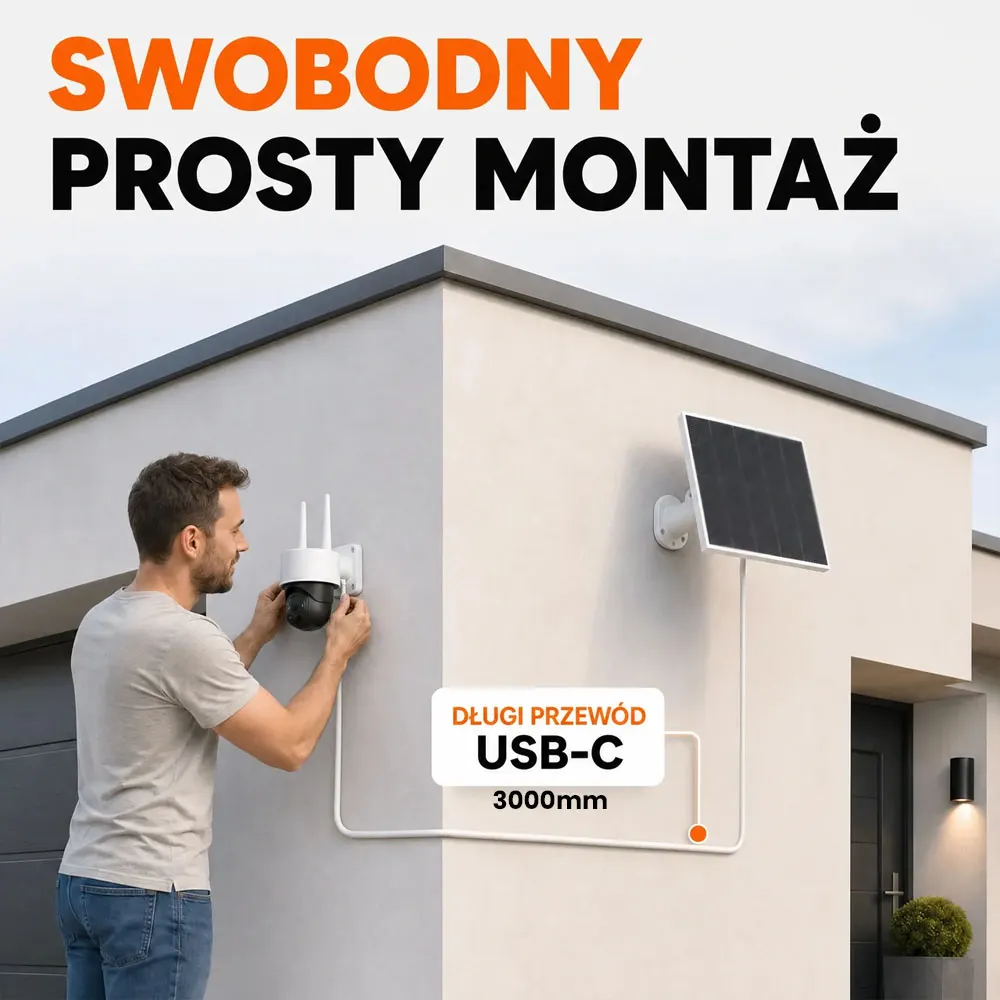 Kamera Zewnętrzna WiFi Obrotowa Panel Solarny 5MPx ORLLO TZ13