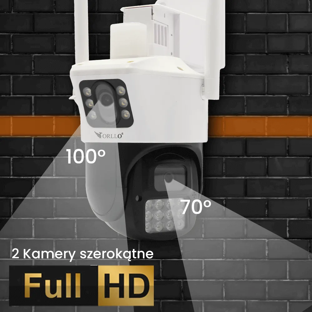 Kamera Obrotowa Zewnętrzna WiFi IP 2 Obiektywy ORLLO Z19 DUAL + Splitter PoE