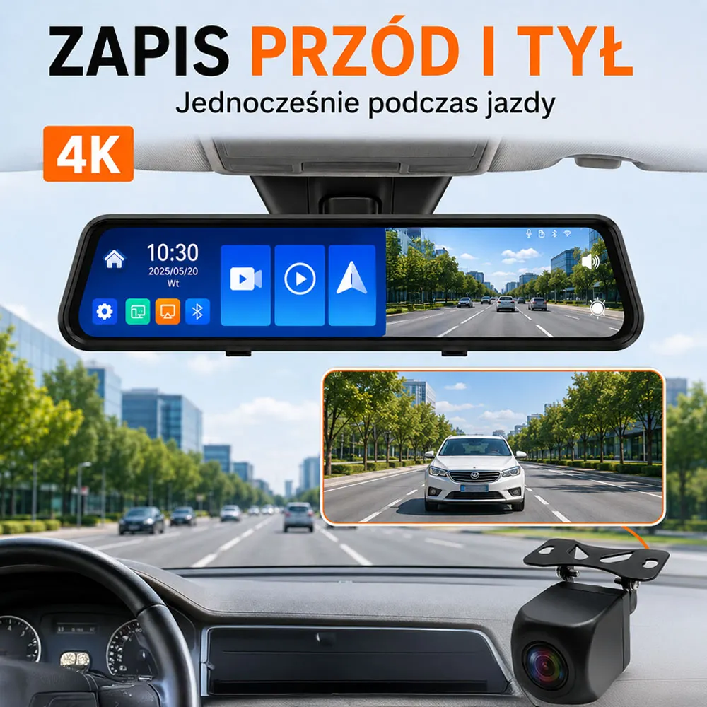 Kamera Samochodowa 4K GPS Przód / Tył Android Auto WiFi ORLLO AUTOPLAY PRO