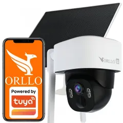 Kamera zewnętrzna ORLLO TZ1 zamontowana na elewacji domu, obrotowa głowica z widokiem na podjazd sklep monitoring orllo.pl