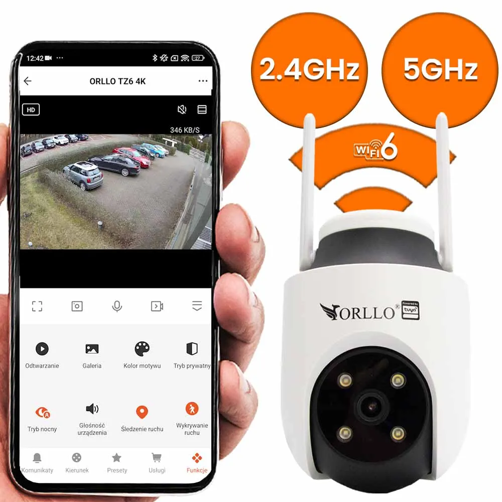 Zestaw Kamer WiFi IP Zewnętrzna Obrotowa ORLLO TZ6 4K
