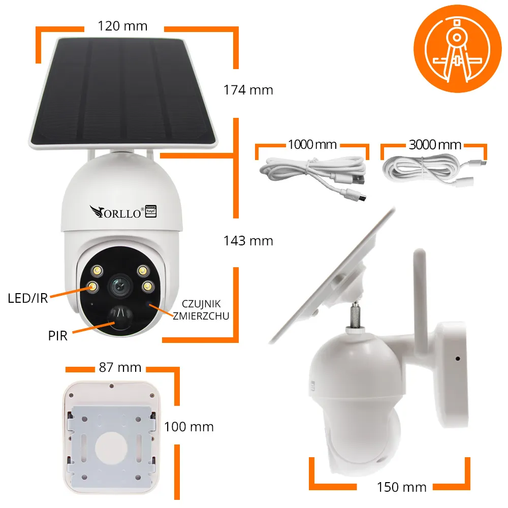 Kamera Bezprzewodowa Obrotowa z Panelem Solarnym ORLLO TZ1 PRO