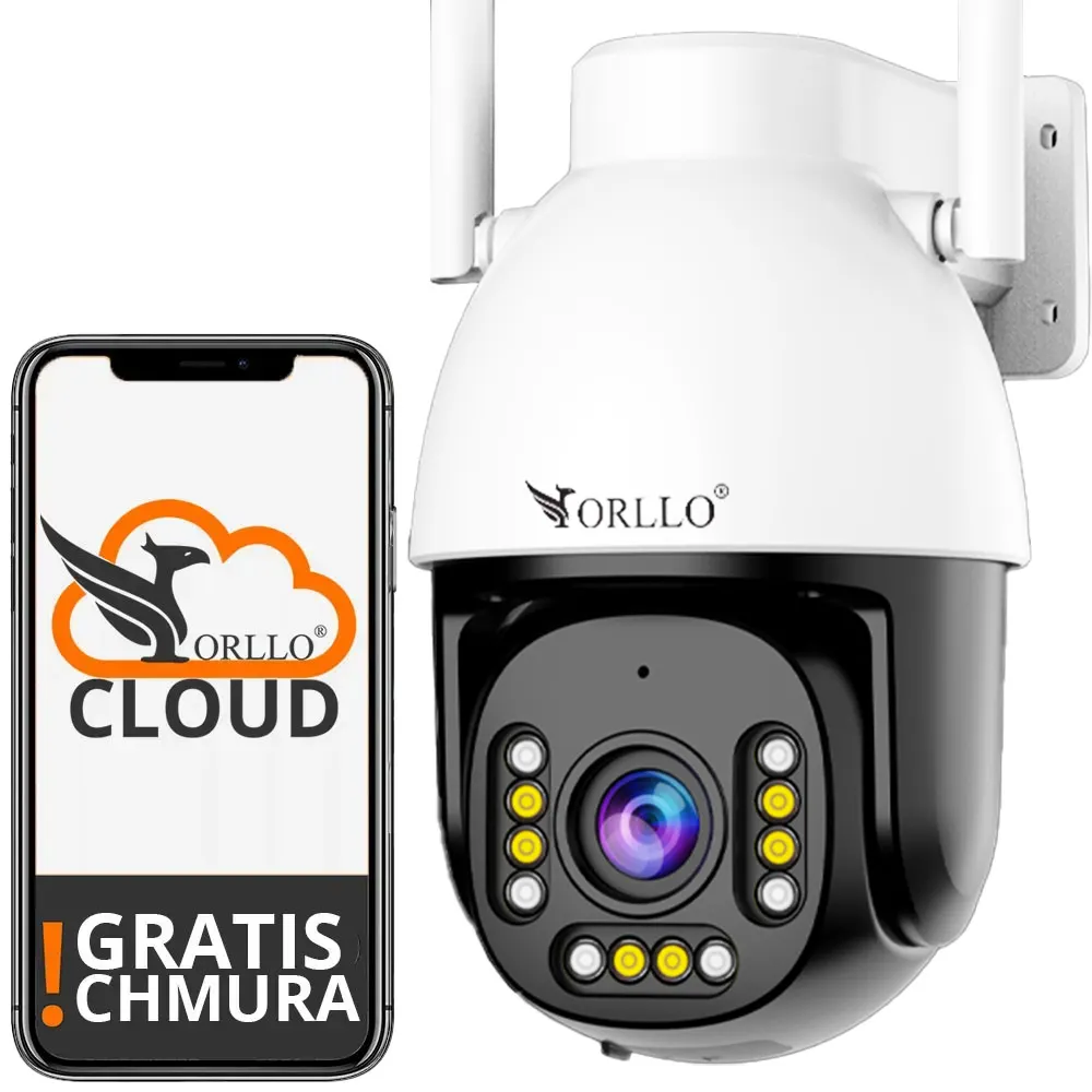Kamera WiFi IP Zewnętrzna Obrotowa Zoom x10 ORLLO Z9 PRO LED IR Najlepsza kamera na działkę do domu na podwórko Jaką kamerę wifi wybrać na działkę Tryb Nocny Night Color 4Mpx UltraHD Kamera z chmurą Kamera z zapisem na karcie monitoring domu orllo.pl