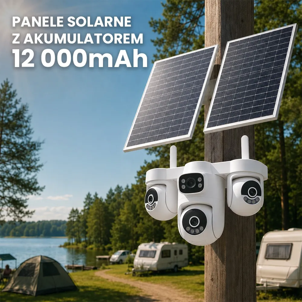 Kamera Zewnętrzna Solarna na Kartę SIM 4 Obiektywy Akumulator ORLLO Z21 SIM