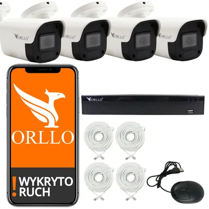 Zestaw monitoringu Orllo POE ECO Dome orllo.pl Zestaw Monitoringu 4 Kamery Zewnętrzne POE ORLLO ECO BULLET