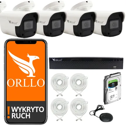 Zestaw monitoringu Orllo POE ECO Dome orllo.pl Zestaw Monitoringu 4 Kamery Zewnętrzne POE ORLLO ECO BULLET