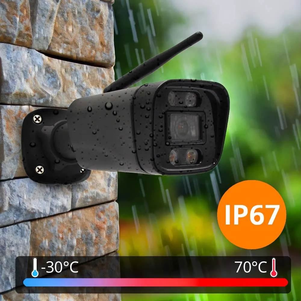 Zestaw 2 Kamer WiFi IP Zewnętrzne PoE 4 Mpx + NVR + SWITCH