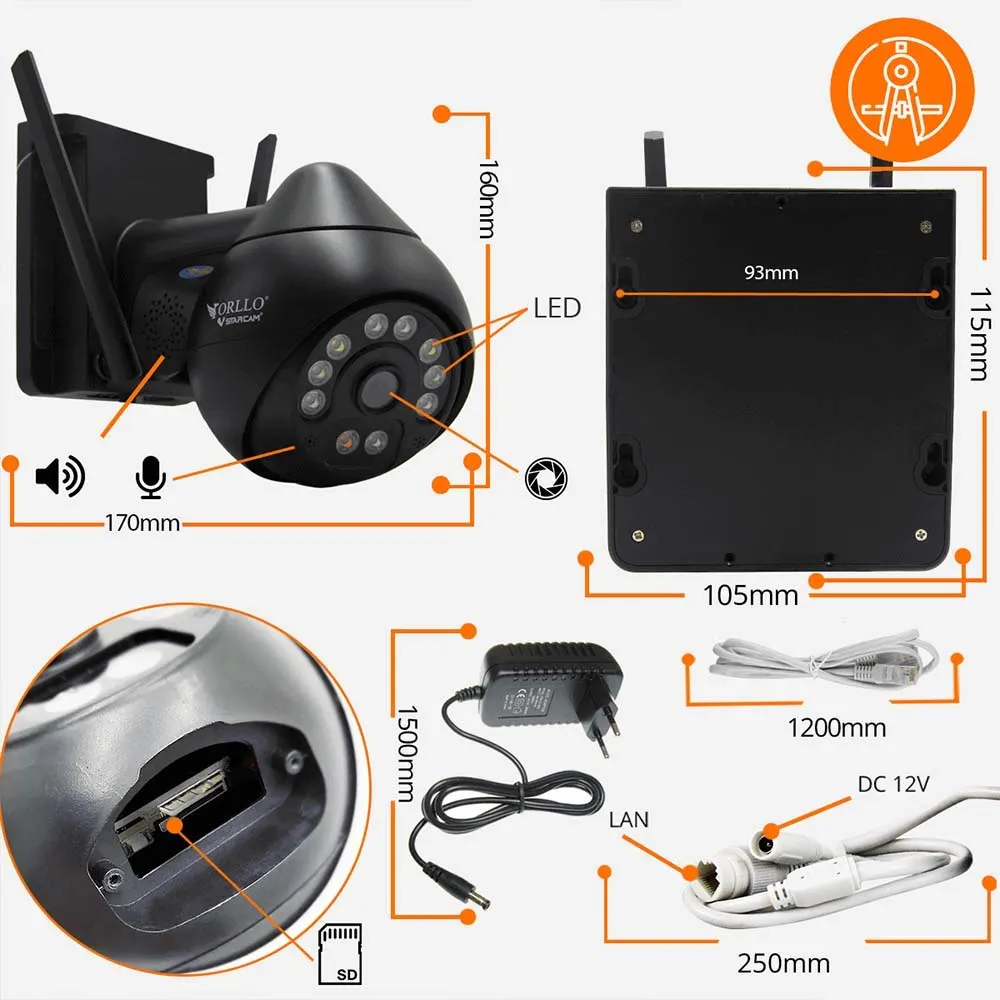 Kamera WiFi IP Zewnętrzna Obrotowa Night Color ORLLO Z8 PRO