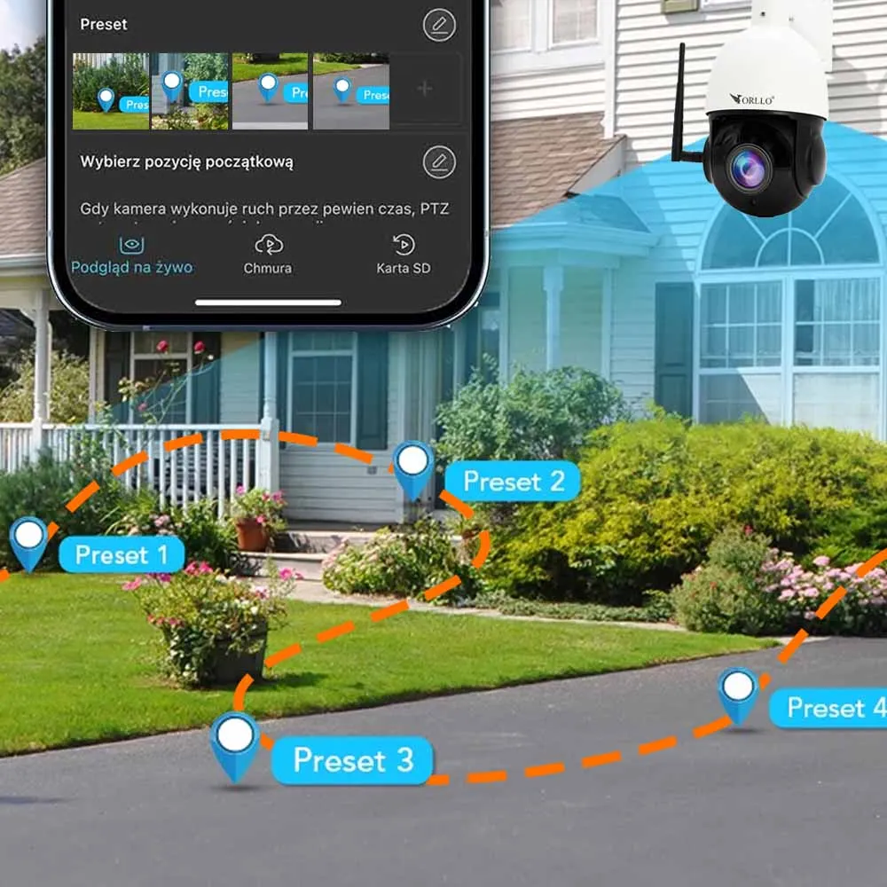 Kamera Sufitowa WiFi IP PoE Obrotowa 360 Uchwyt do Kamer Długi ORLLO Z10