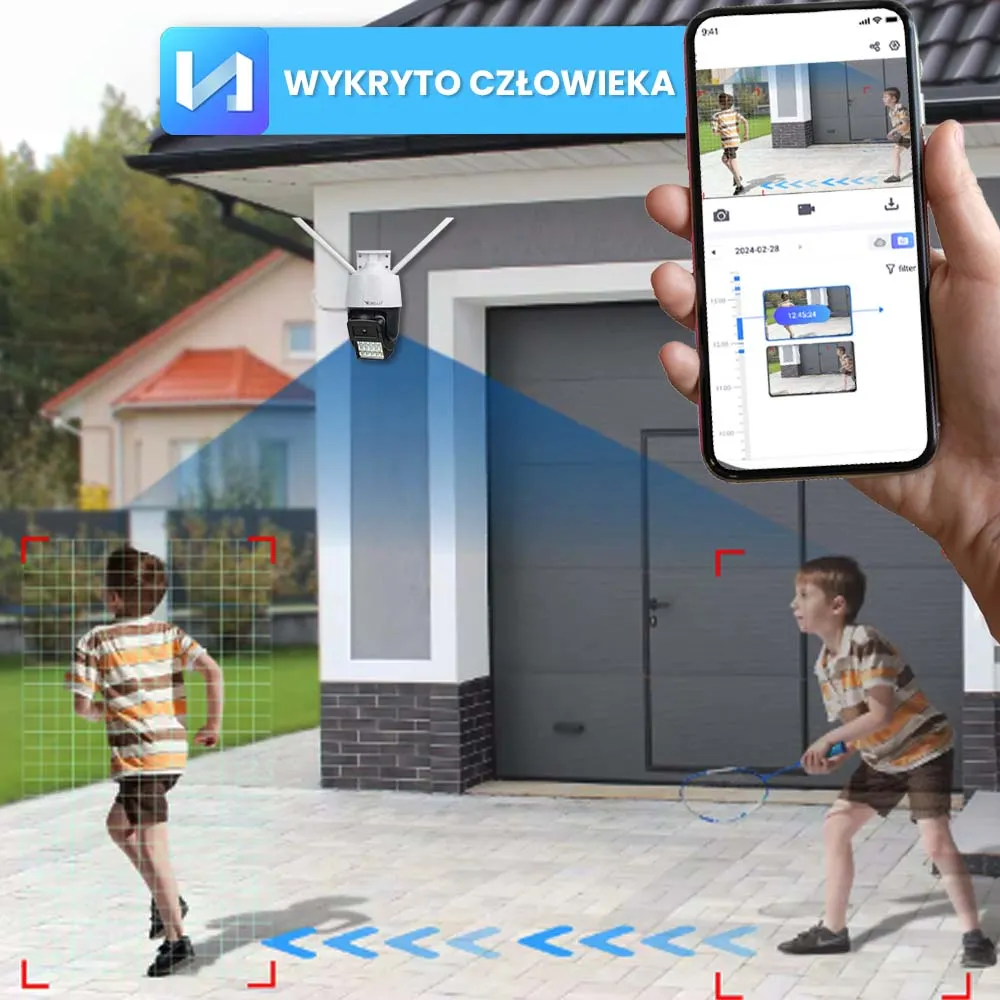 Zestaw 2 Kamer WiFi IP Zewnętrzne Obrotowe 4Mpx ORLLO N1 Dysk 1Tb Nagrywarka NVR1