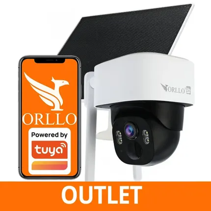 Kamera zewnętrzna ORLLO TZ1 zamontowana na elewacji domu, obrotowa głowica z widokiem na podjazd sklep monitoring orllo.pl