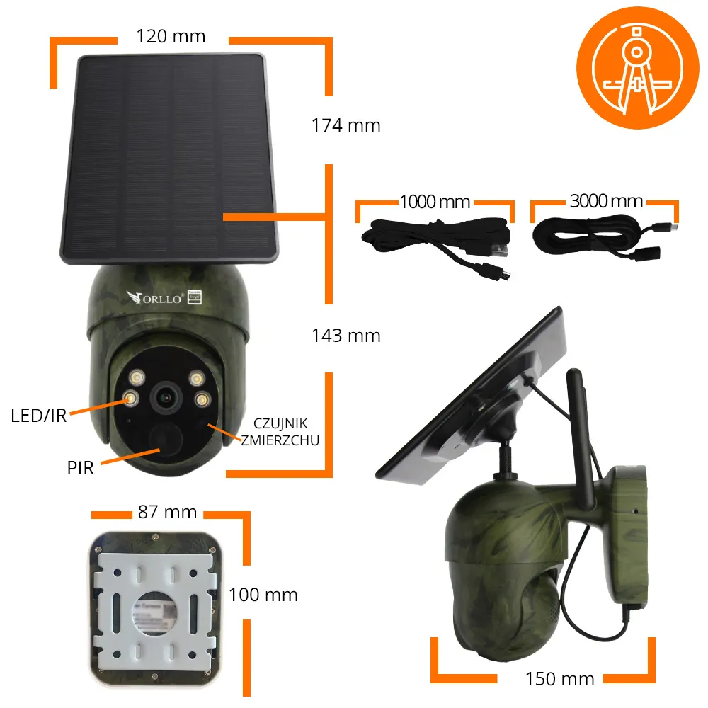 Kamera Bezprzewodowa Obrotowa z Panelem Solarnym ORLLO TZ1 MORO