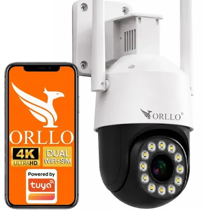 Kamera zewnętrzna ORLLO TZ11 4K 8 MPx z obrotową głowicą PTZ, łącznością WiFi, kartą SIM 4G LTE oraz kolorowym trybem nocnym