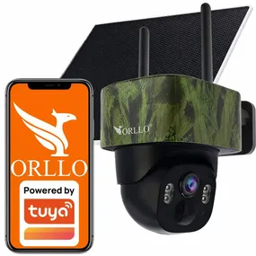 Kamera zewnętrzna ORLLO TZ1 zamontowana na elewacji domu, obrotowa głowica z widokiem na podjazd sklep monitoring orllo.pl