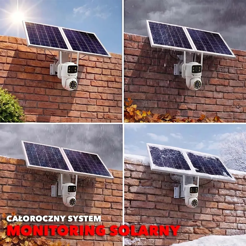 Kamera Solarna Zewnętrzna WiFi 4K AI Obrotowa LED ORLLO TZ19 DUAL