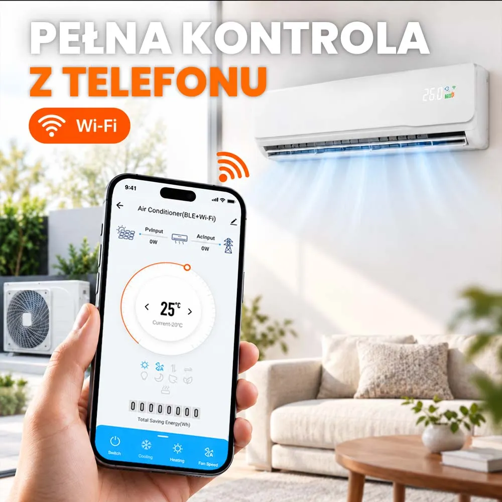 Klimatyzator Solarny Hybrydowy 2,7kW 9000 BTU WiFi MPPT PV