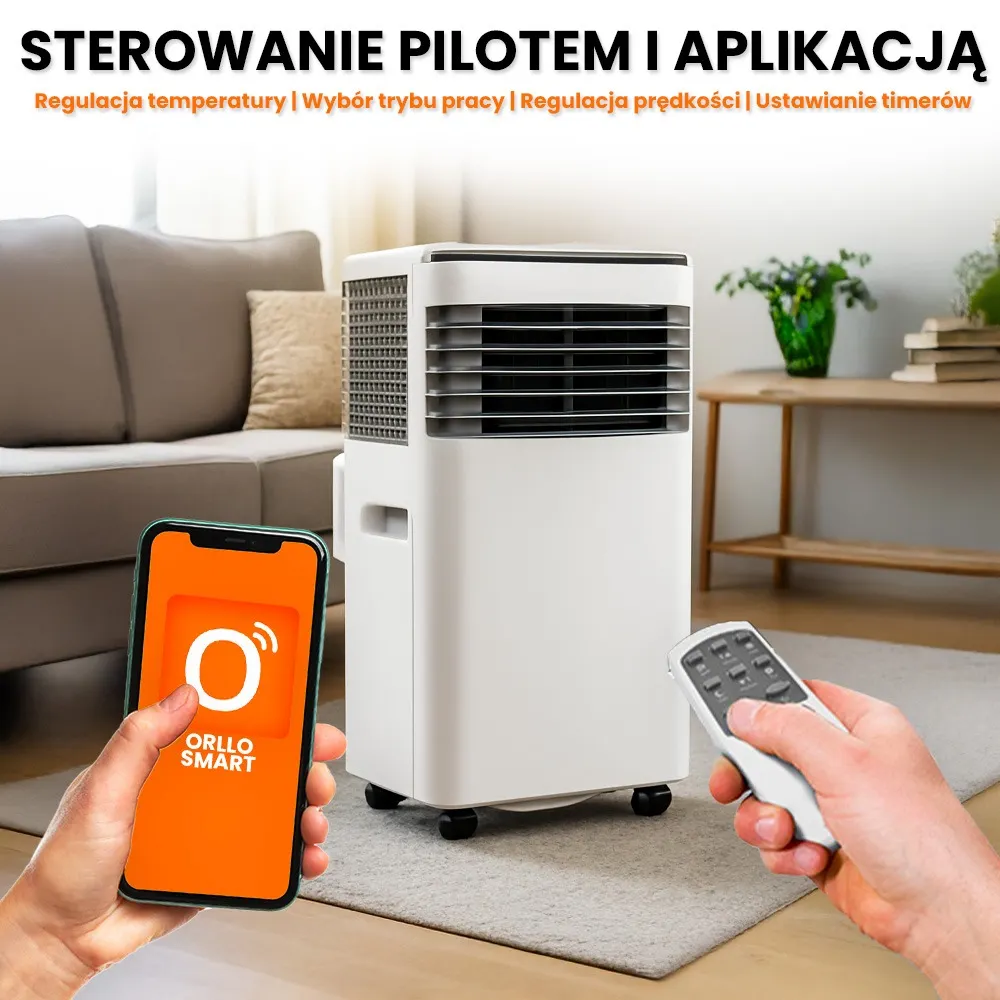 Klimatyzator Ogrzewacz Przenośny Domowy 2kW WiFi Bluetooth 4w1 SKY-1A