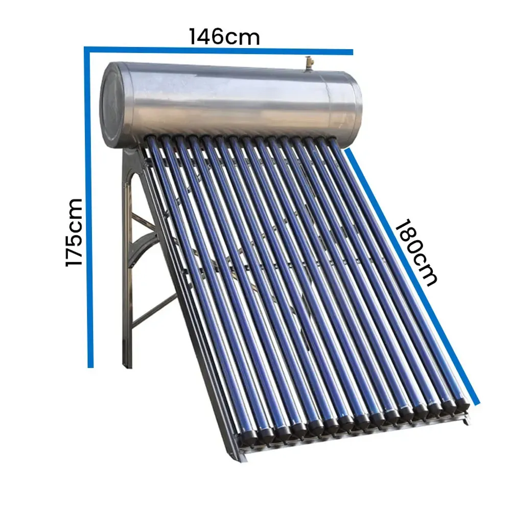 Kolektor Słoneczny 150L Podgrzewacz Wody Ciśnieniowy Stal Nierdzewna 15 Rur