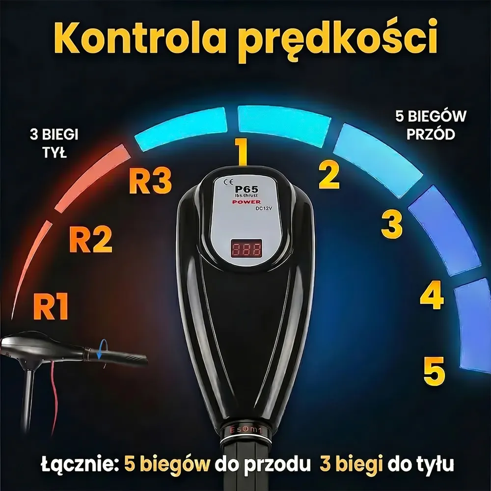 Silnik Elektryczny do Łodzi Zaburtowy 12V 65LBS ORLLO P65 Akumulator AGM 100Ah