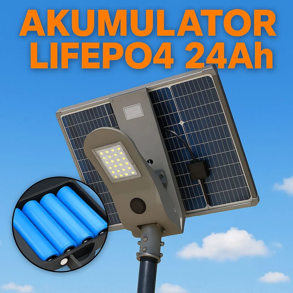 Lampa Solarna Uliczna LED 180W Panel Solarny 80W Akumulator LiFePO4 307Wh FP-03