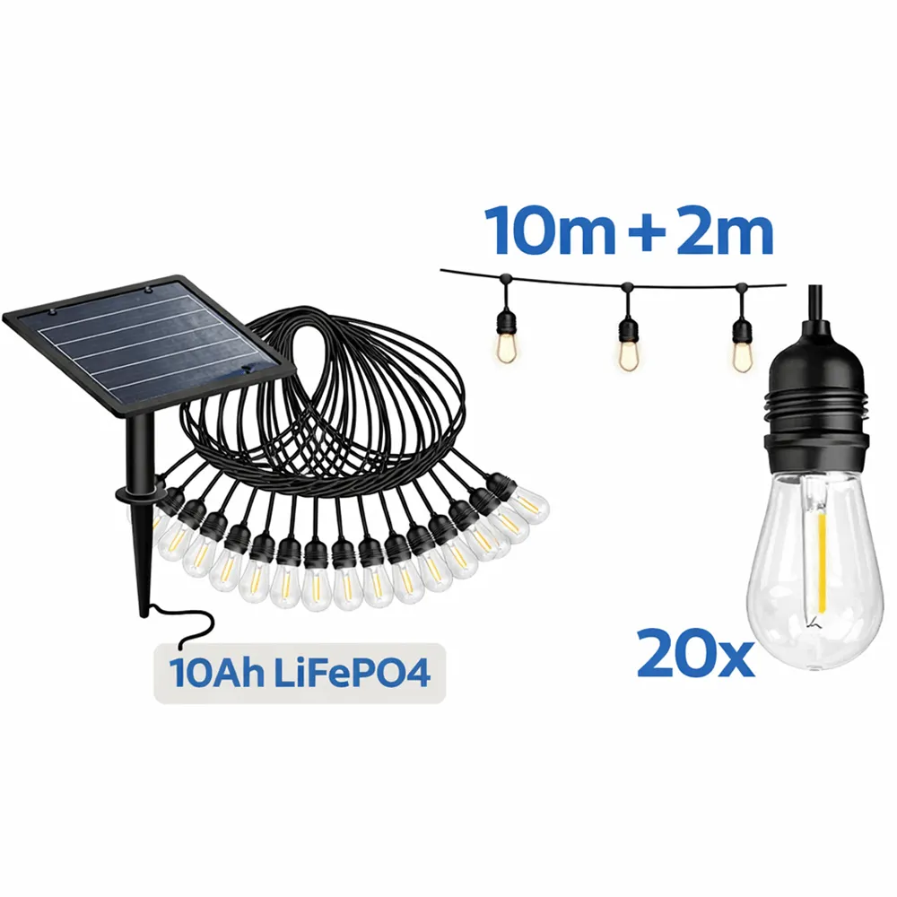 Lampki Solarne do Ogrodu Girlanda Ogrodowa Łańcuch 20 LED