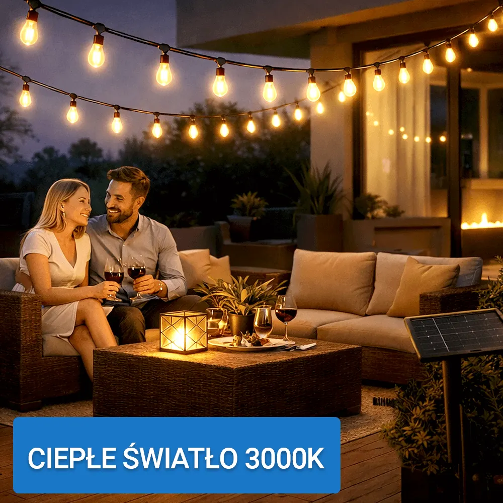 Lampki Solarne do Ogrodu Girlanda Ogrodowa Łańcuch 20 LED