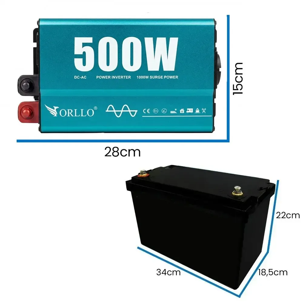 Zestaw Magazyn Energii Akumulator LiFePO4 12V 100Ah Przetwornica ORLLO 500W