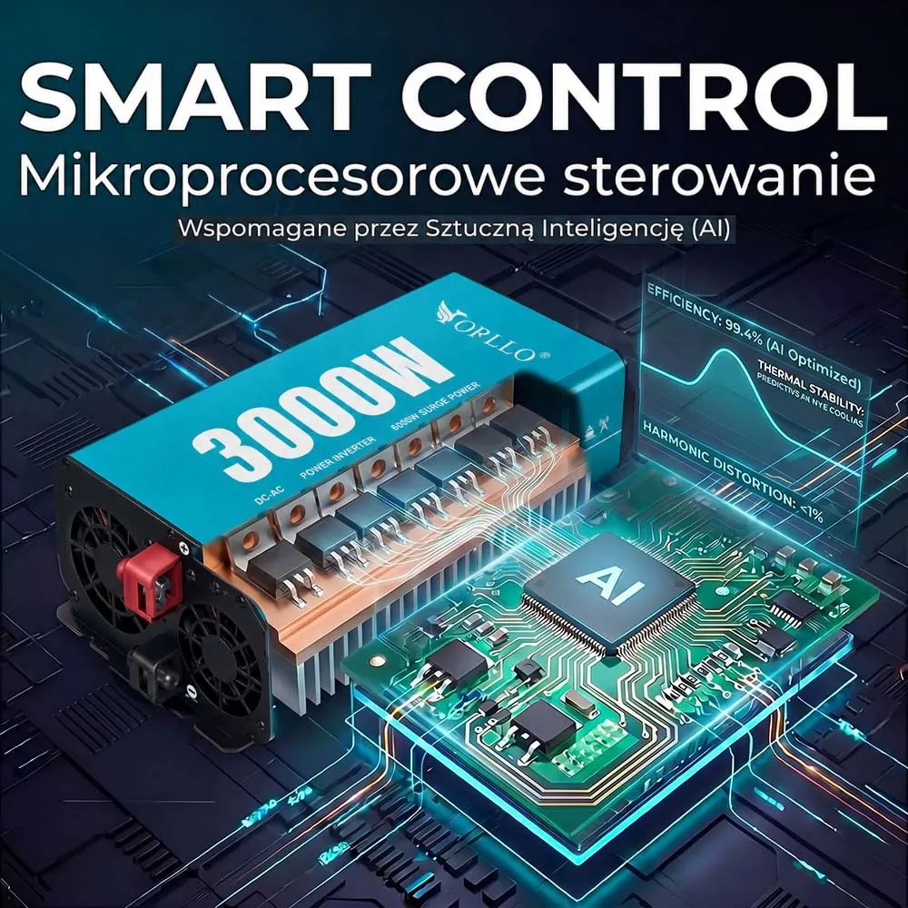 Przetwornica Napięcia ORLLO 24V 230V 3000W 6000W DC/AC Czysty Sinus