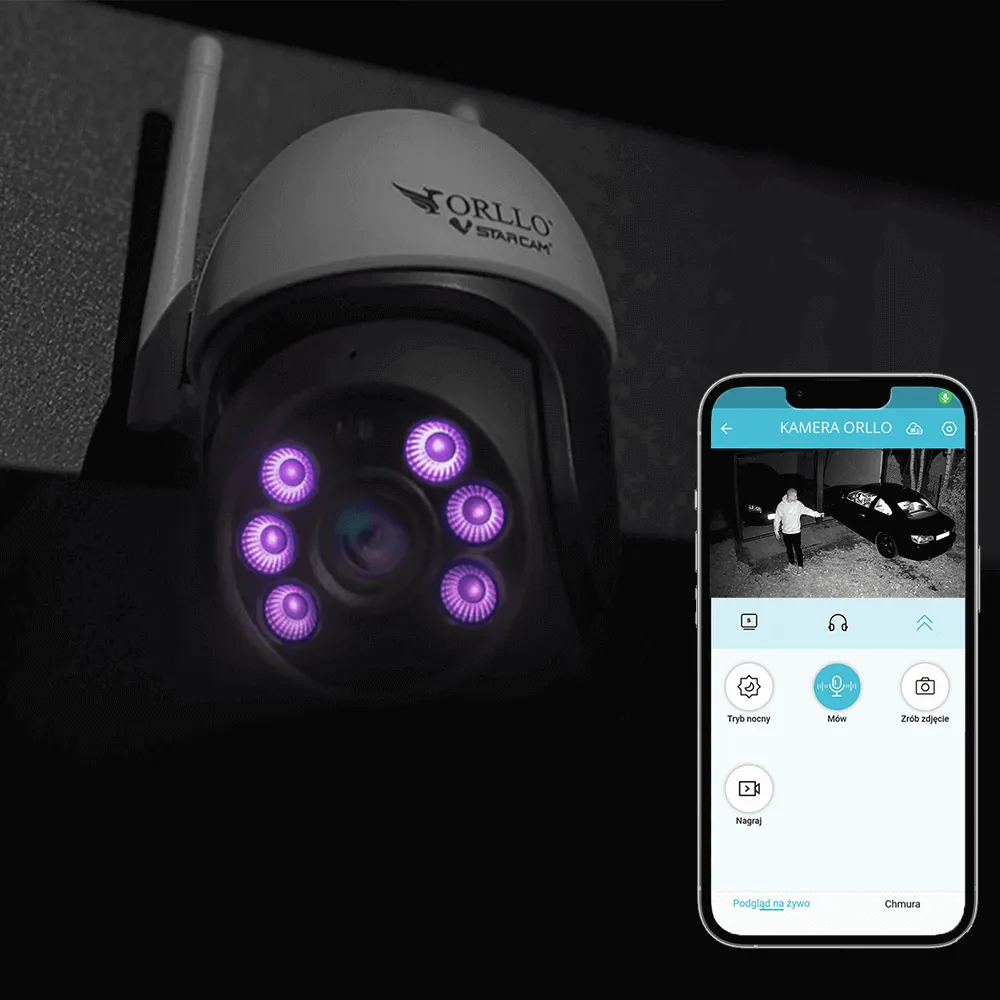 Kamera Obrotowa Zewnętrzna WiFi IP ORLLO Z16 + Karta SD 64Gb + Gratis CHMURA