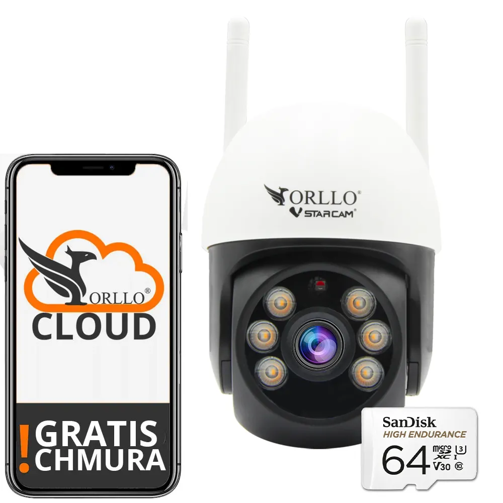 Obrotowa kamera IP WiFi z cyfrowym zoomem 5x, dwustronną komunikacją i nocnym trybem kolorowym