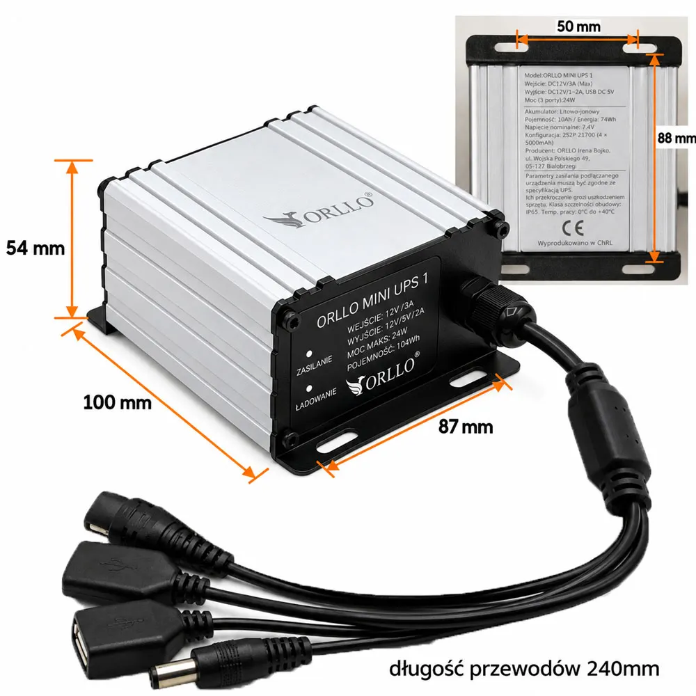 Mini zasilacz awaryjny Zewnętrzny UPS 12 V ORLLO MINI UPS