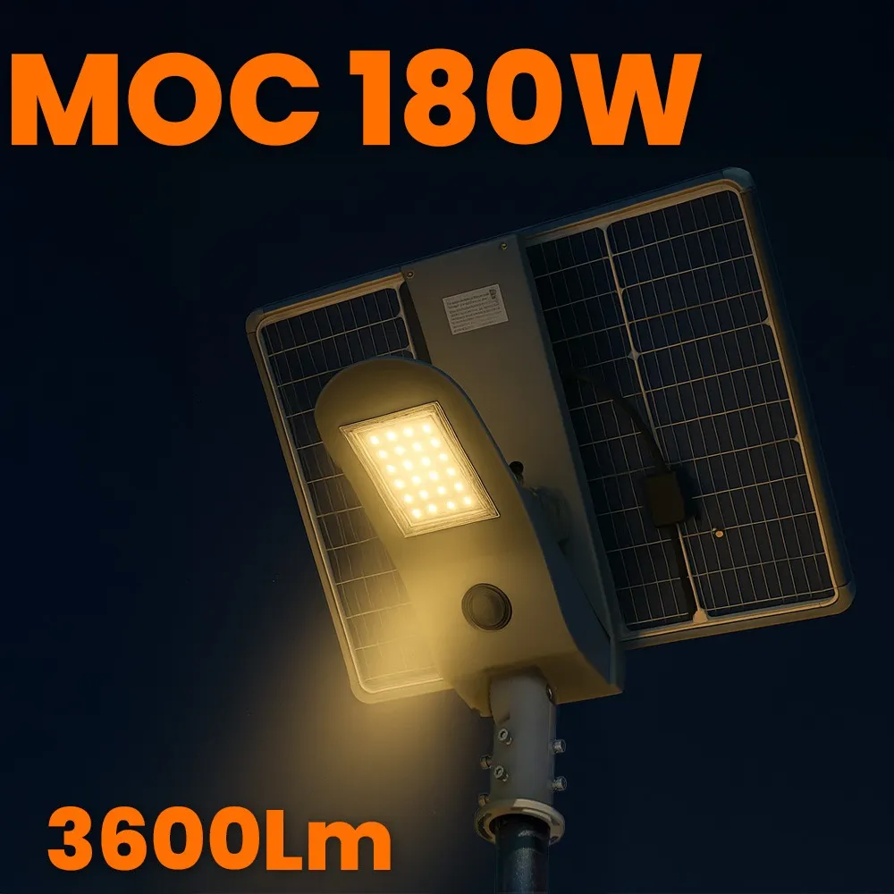 Lampa Solarna Uliczna LED 180W Panel Solarny 80W Akumulator LiFePO4 307Wh FP-03