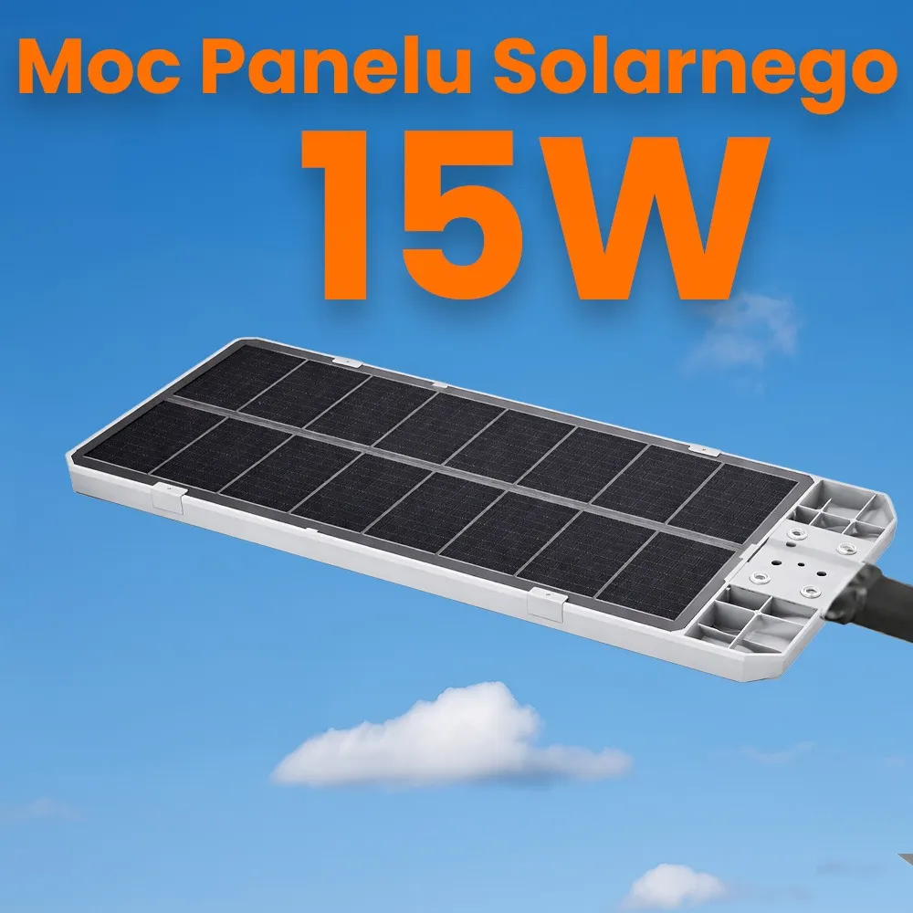 Lampa Solarna Uliczna LED 240W Panel Solarny 15W Pilot 1500LM 6500K