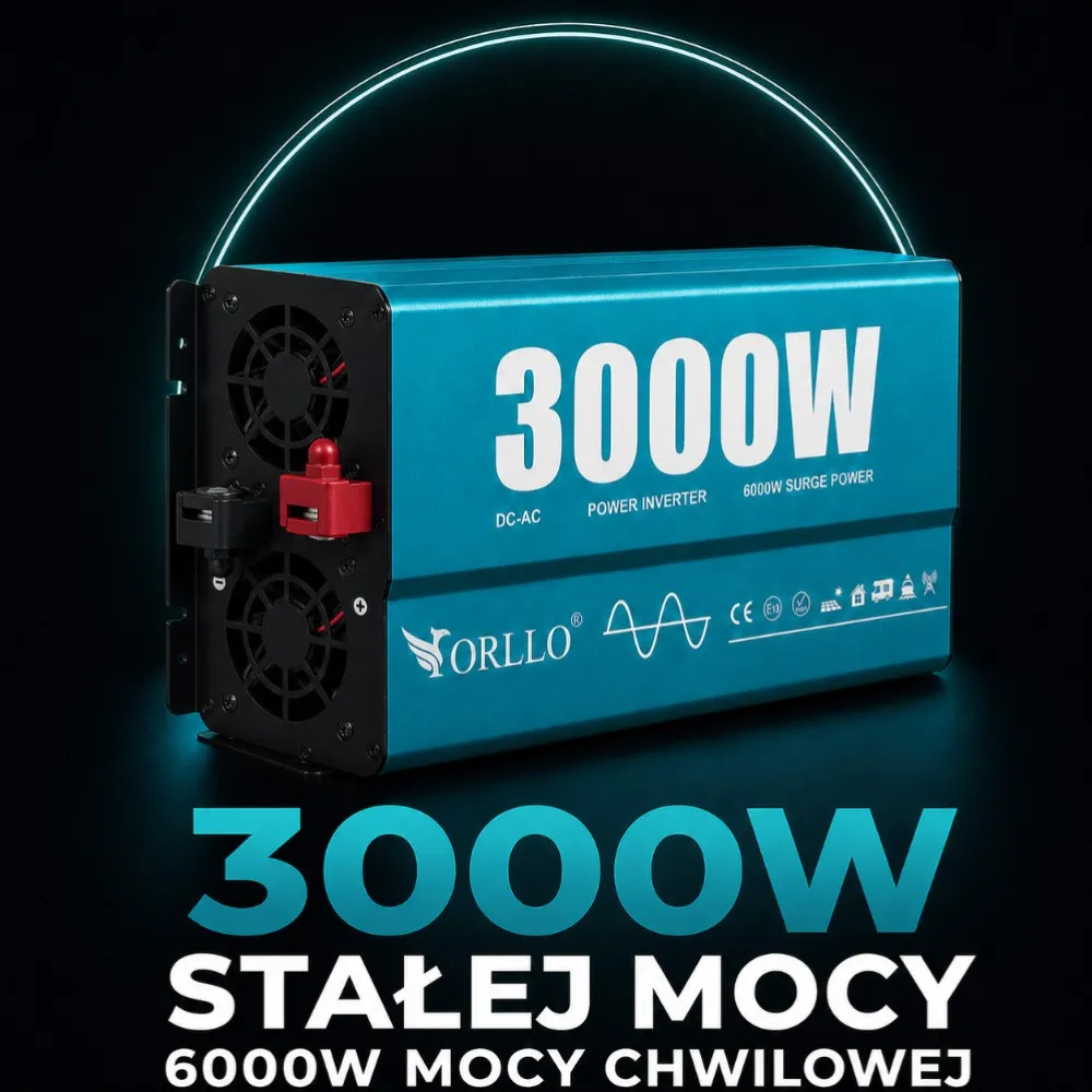 Przetwornica Napięcia ORLLO 24V 230V 3000W 6000W DC/AC Czysty Sinus