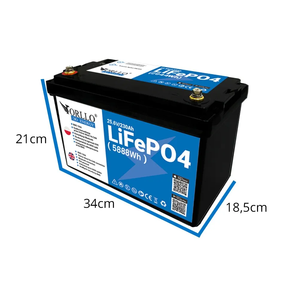 Akumulator LiFePO4 Magazyn Energii ORLLO ENERGY 25.6V 230Ah BMS CAN Bluetooth OFF GRID