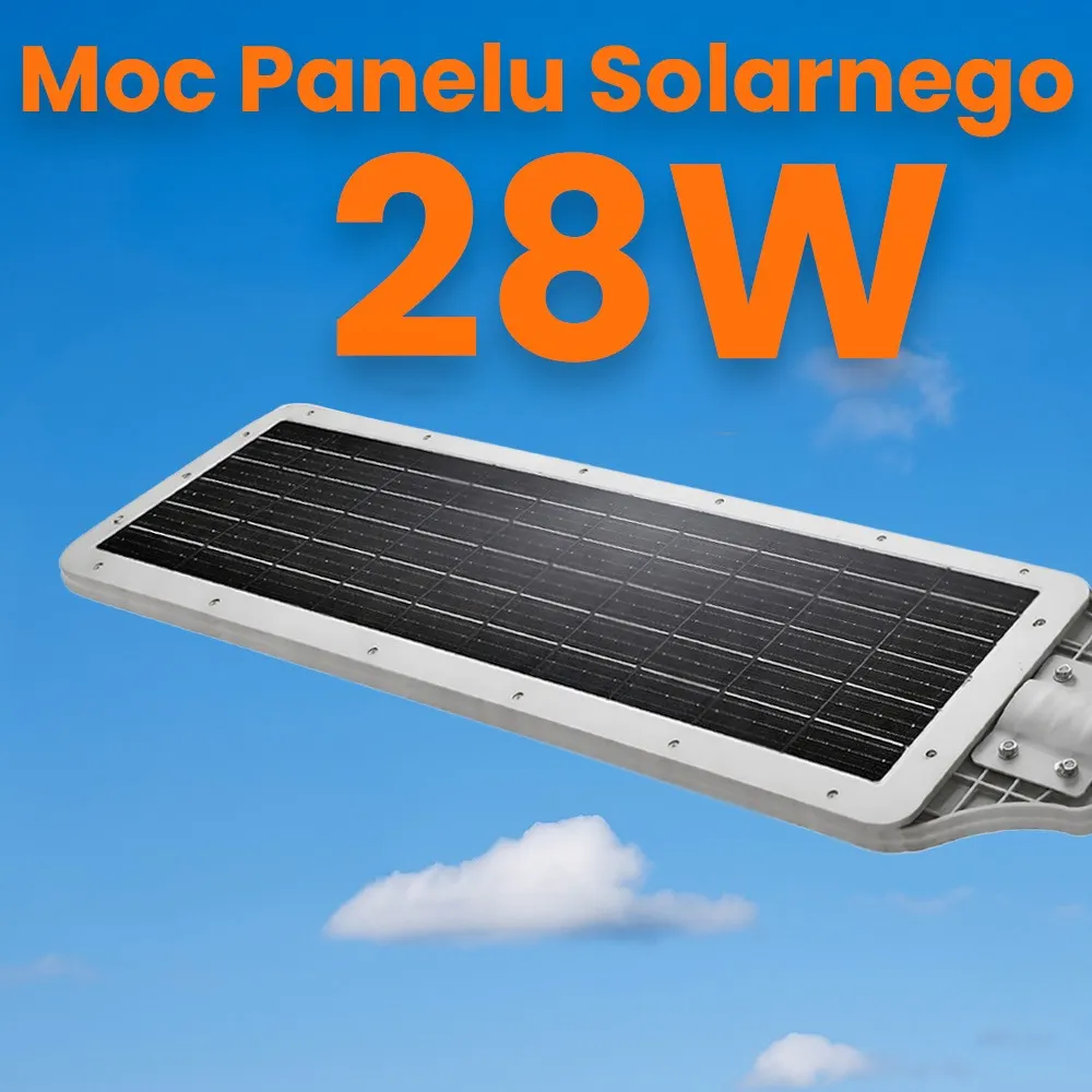 Lampa Solarna Uliczna LED ORLLO 400W Panel Solarny 28W Czujnik Ruchu Pilot 2713LM 6500K