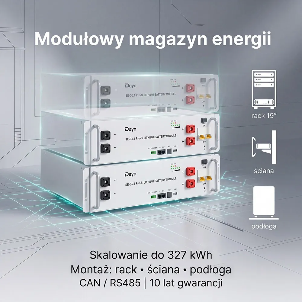 Zestaw Magazyn Energii do Fotowoltaiki 10kWh LiFePO4 Inwerter DEYE 12kW OFFGRID